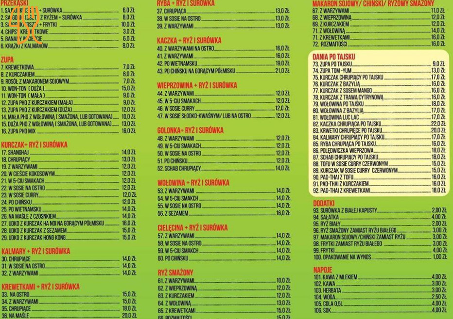 Bin Wok Kuchnia Orientalna Menu