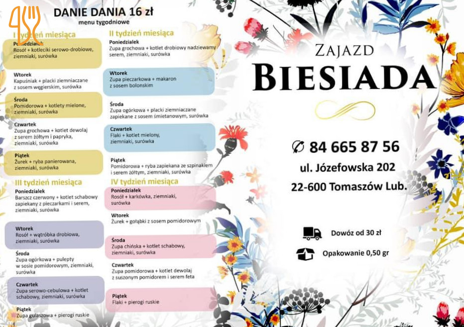 Zajazd Biesiada Menu