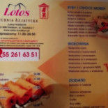 Orientalna Lotos Menu