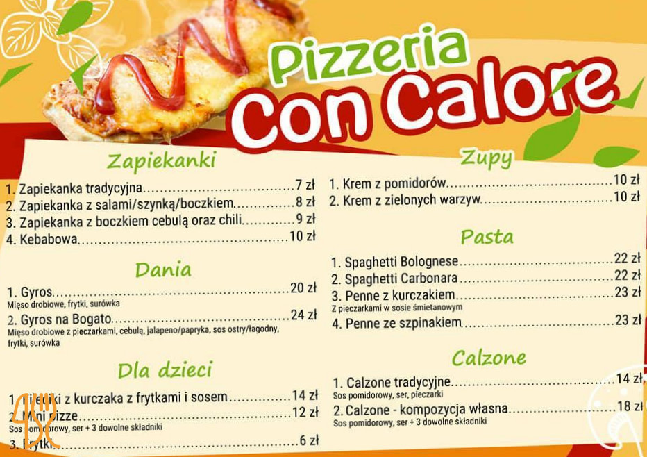 Pizzeria Con Calore Menu
