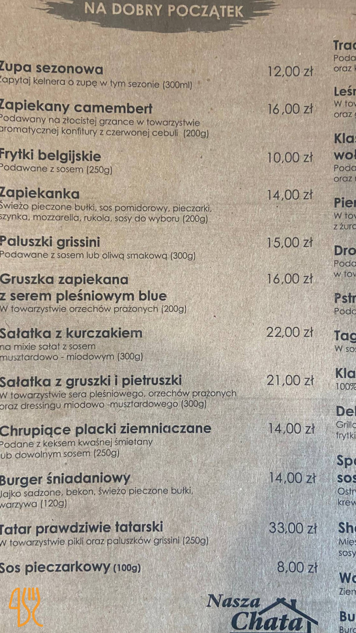 Nasza Chata Menu