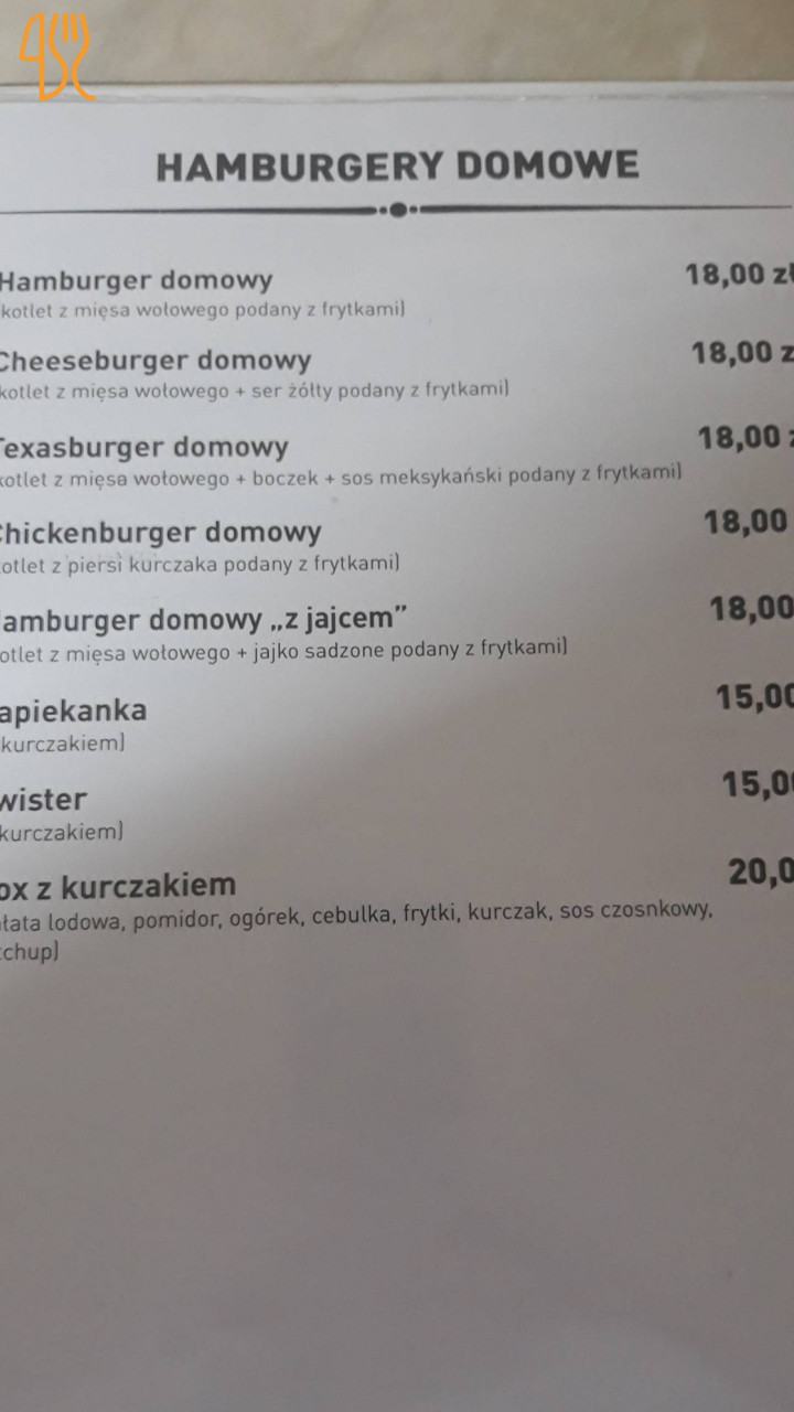 Zajazd Oczko Podlasia Menu