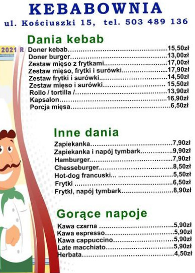 Kebab Kebabownia Menu
