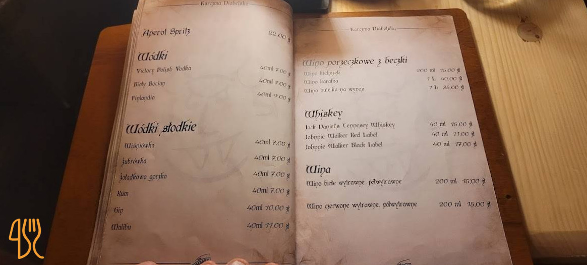 Diabelska Karczma Menu