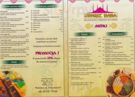 Cengiz Baba Menu