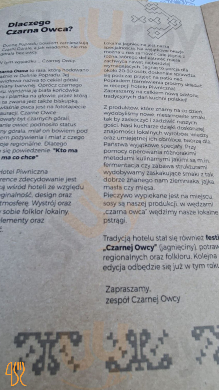Czarna Owca Menu
