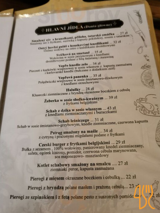 Hospoda S Knedlíkem Menu