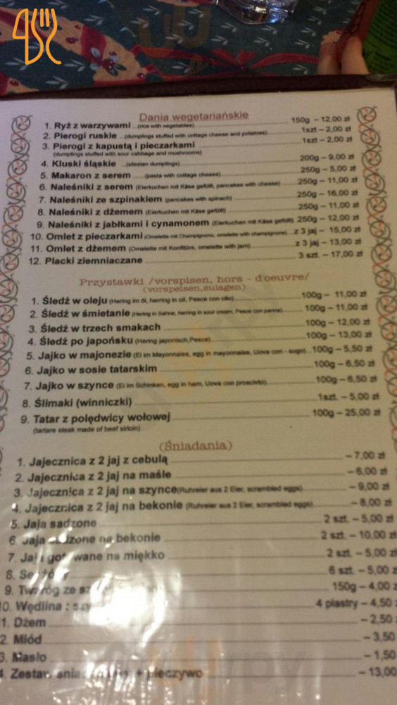 Karczma U Fela Menu