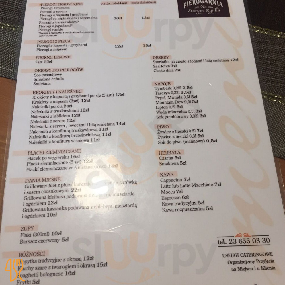 Pierogarnia Na Starym Rynku Menu