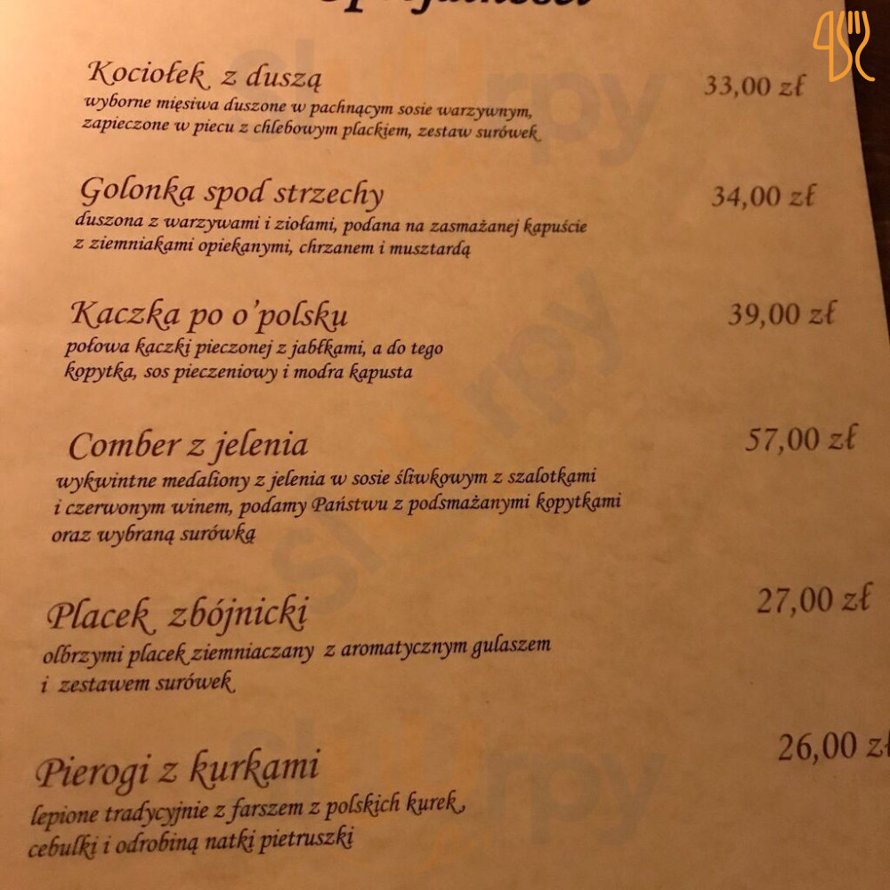 Karczma Opolska Strzecha Menu