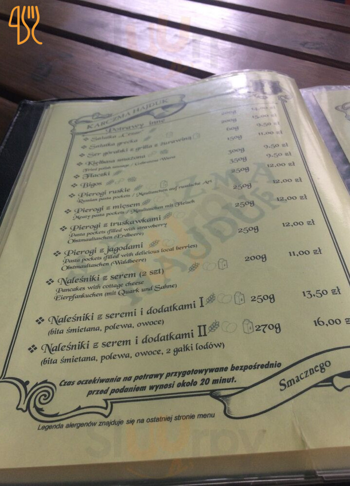 Karczma Hajduk Menu