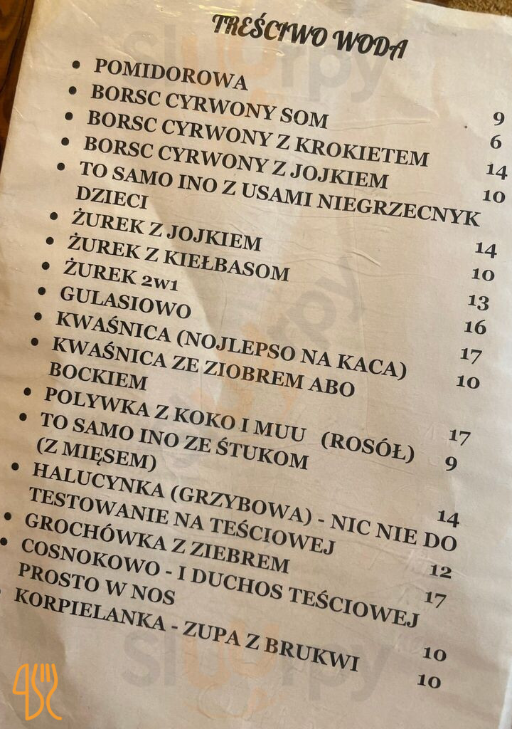 Karczma Pod Dębem Menu
