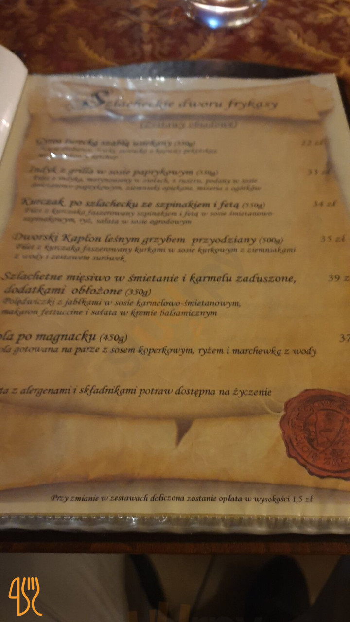 Firlejowe Sioło Menu