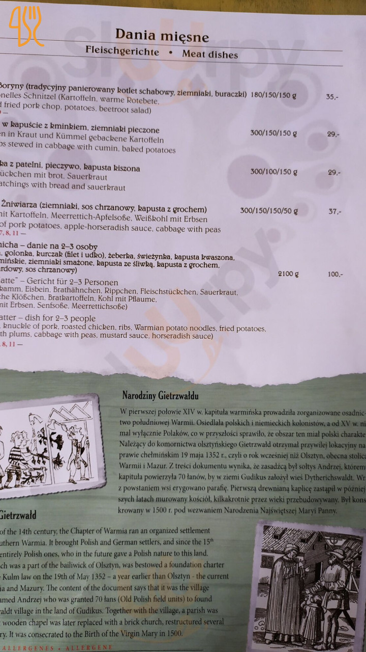 Karczma Warminska Menu
