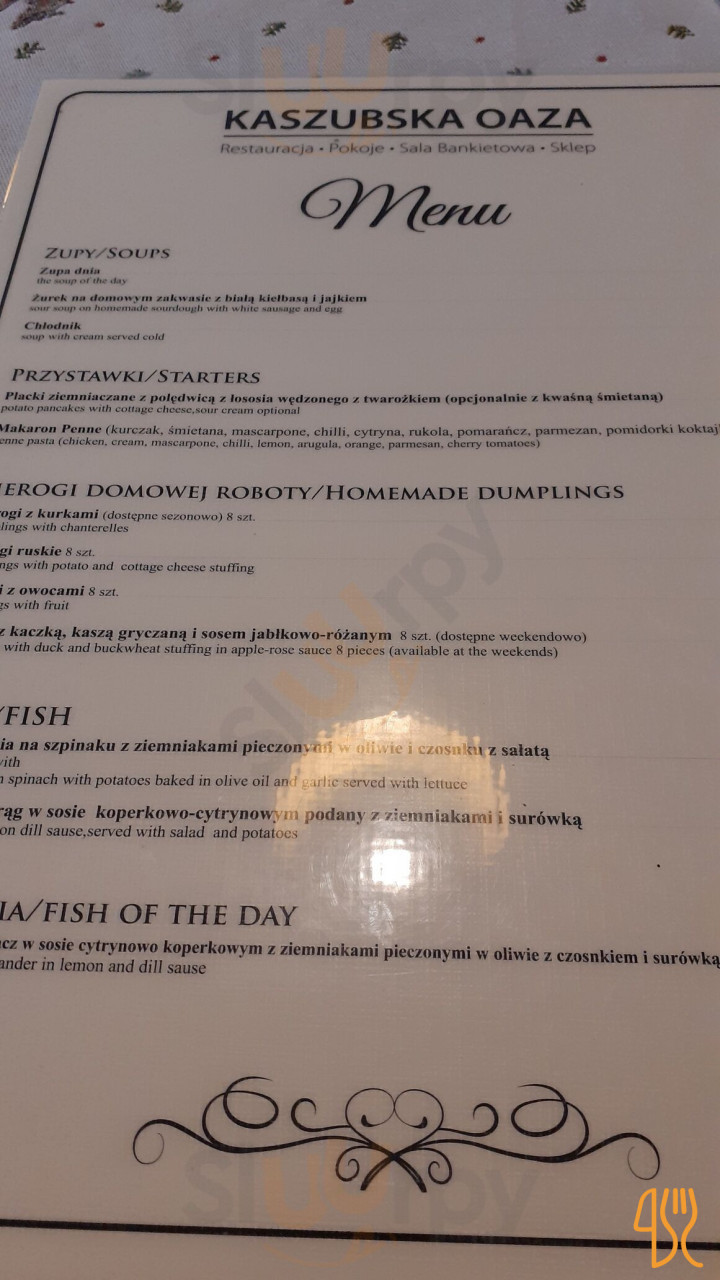 Kaszubska Oaza Menu