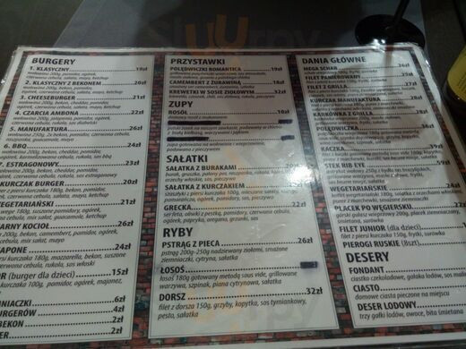 Manufaktura Karpacz 1946 Menu