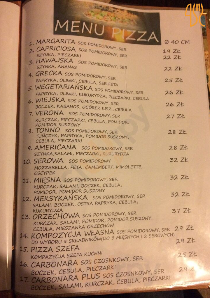 Pizzeria Przystanek Krolowka Menu