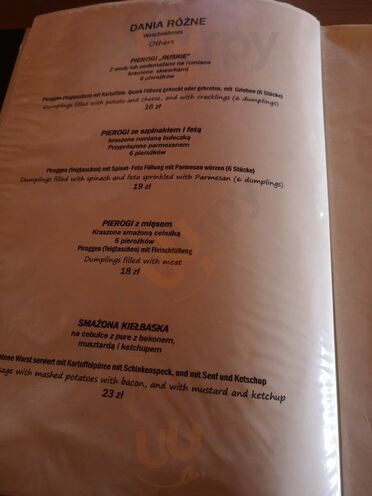 Zajazd Zornica Menu