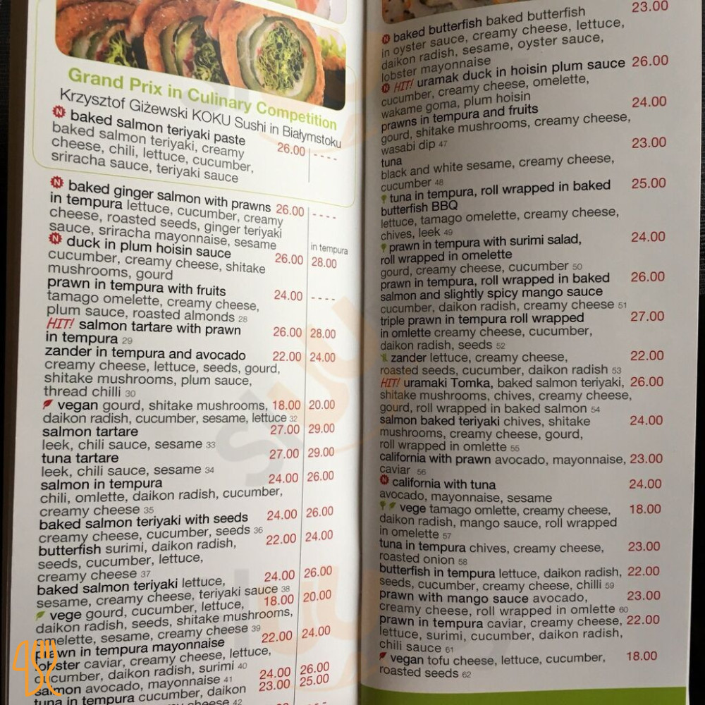 Koku Sushi Menu