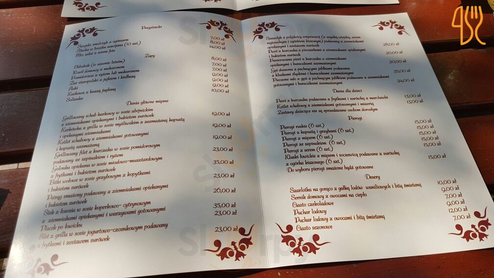 Oberża Pod Złotym Prosiakiem Menu