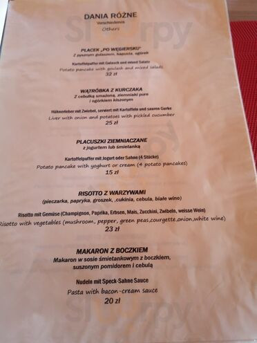Zajazd Zornica Menu