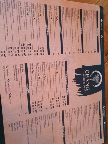 Chang Thai Street Food Menu