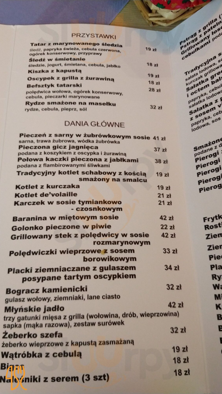 Karczma Młyn Menu