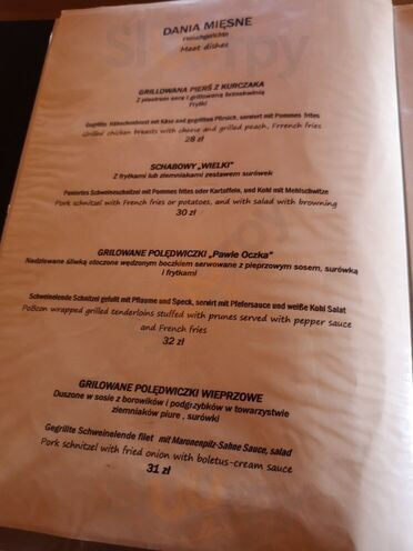 Zajazd Zornica Menu
