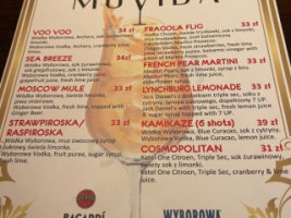 Movida Cocktail menu