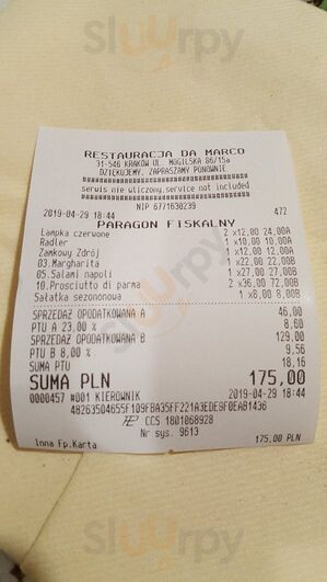 Trattoria Da Marco Menu