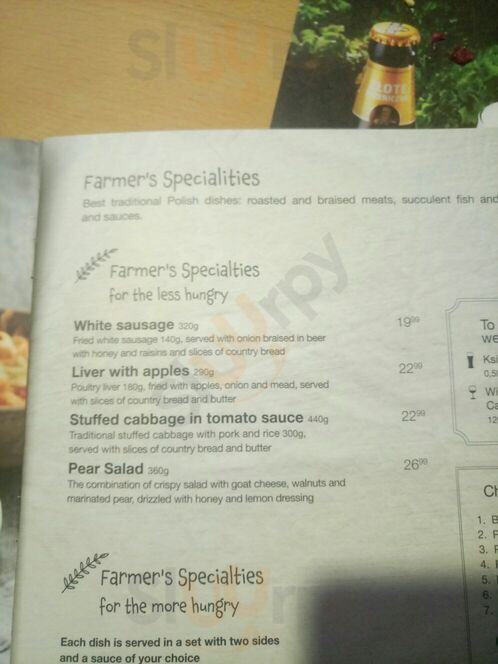 Chłopskie Jadło Menu