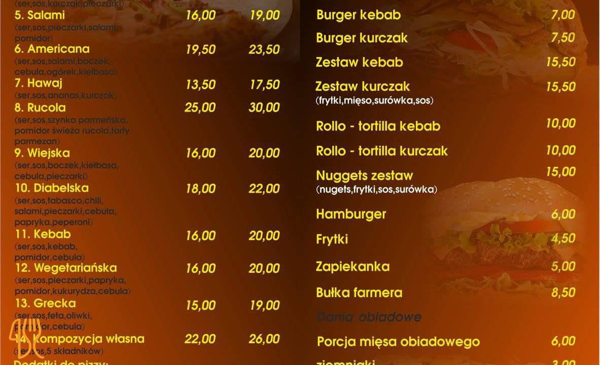 Pizza Zlotniki Menu