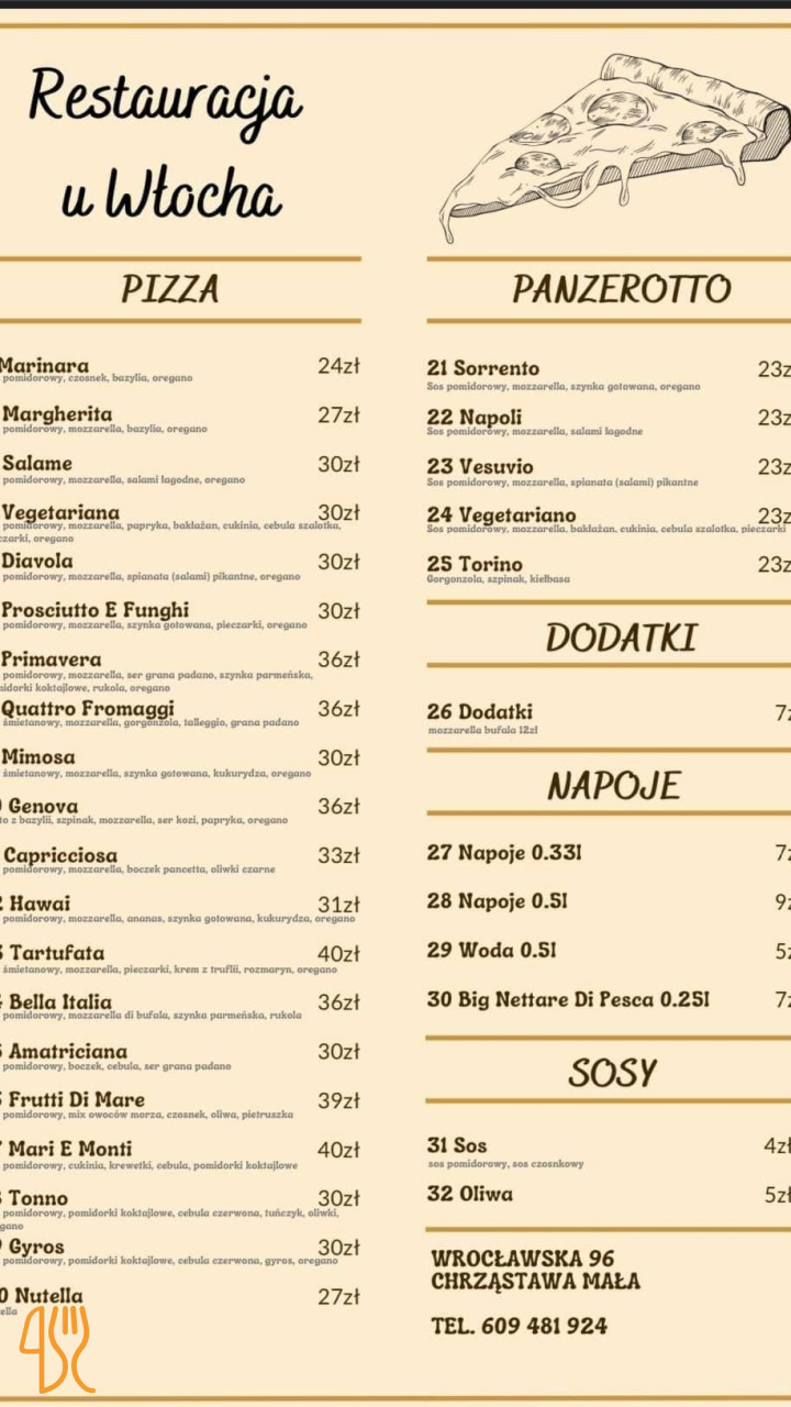 Pizzeria U Wlocha Menu