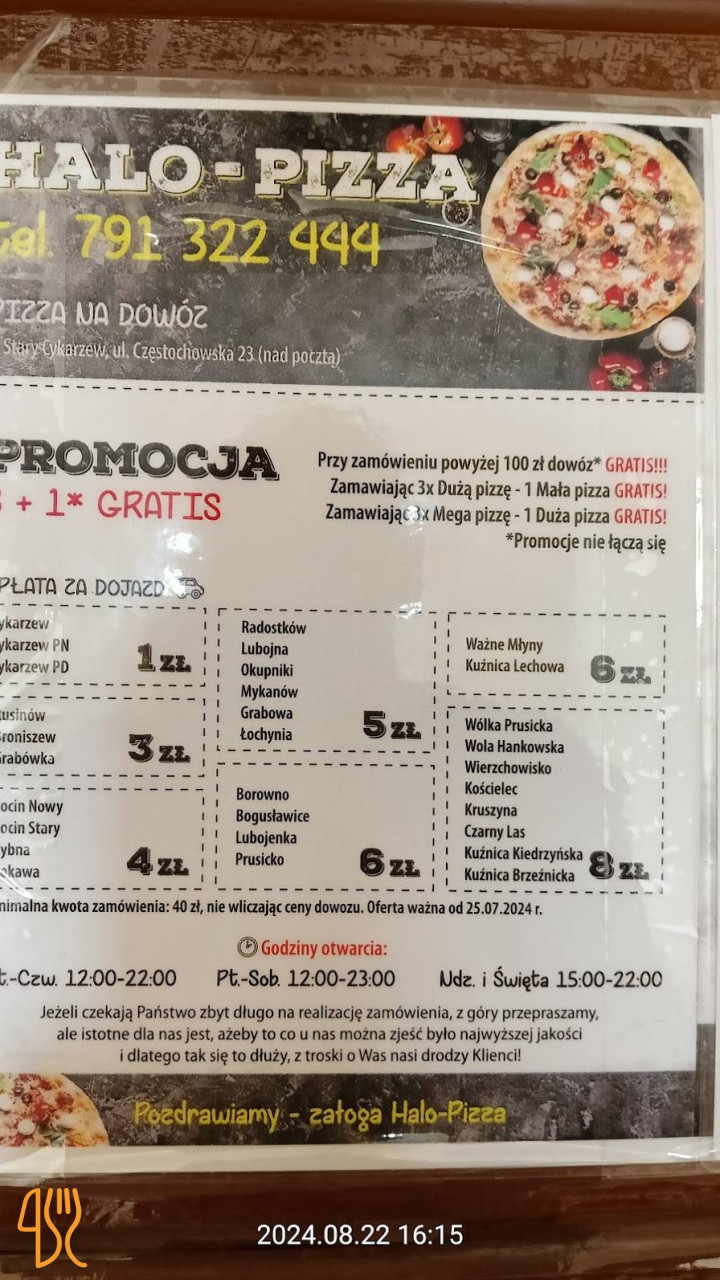 Pawel Turek Hallo Pizza Menu