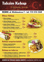 Taksim Kebap menu