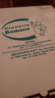 Romano. Pizzeria menu