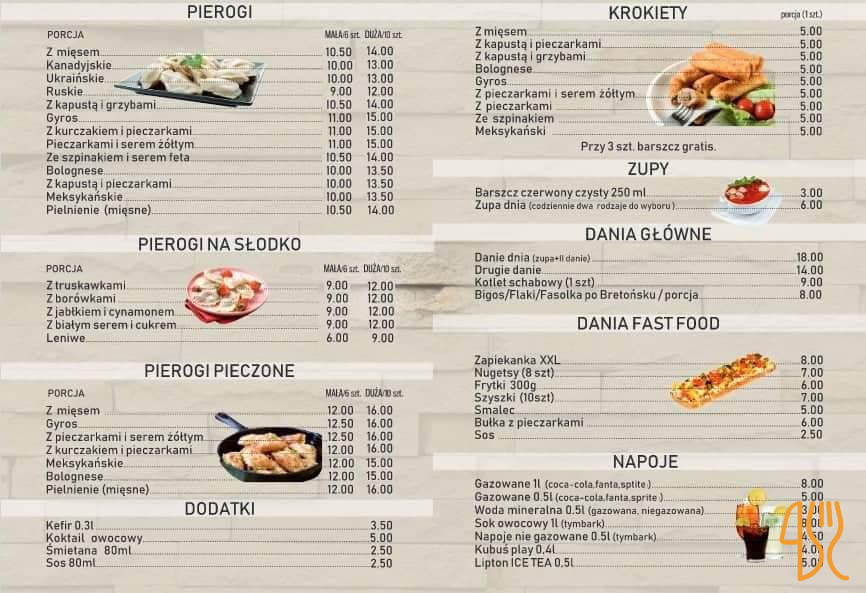 Pierożkarnia Targowa Menu