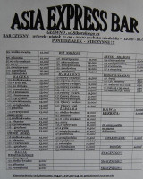 Asia Express menu