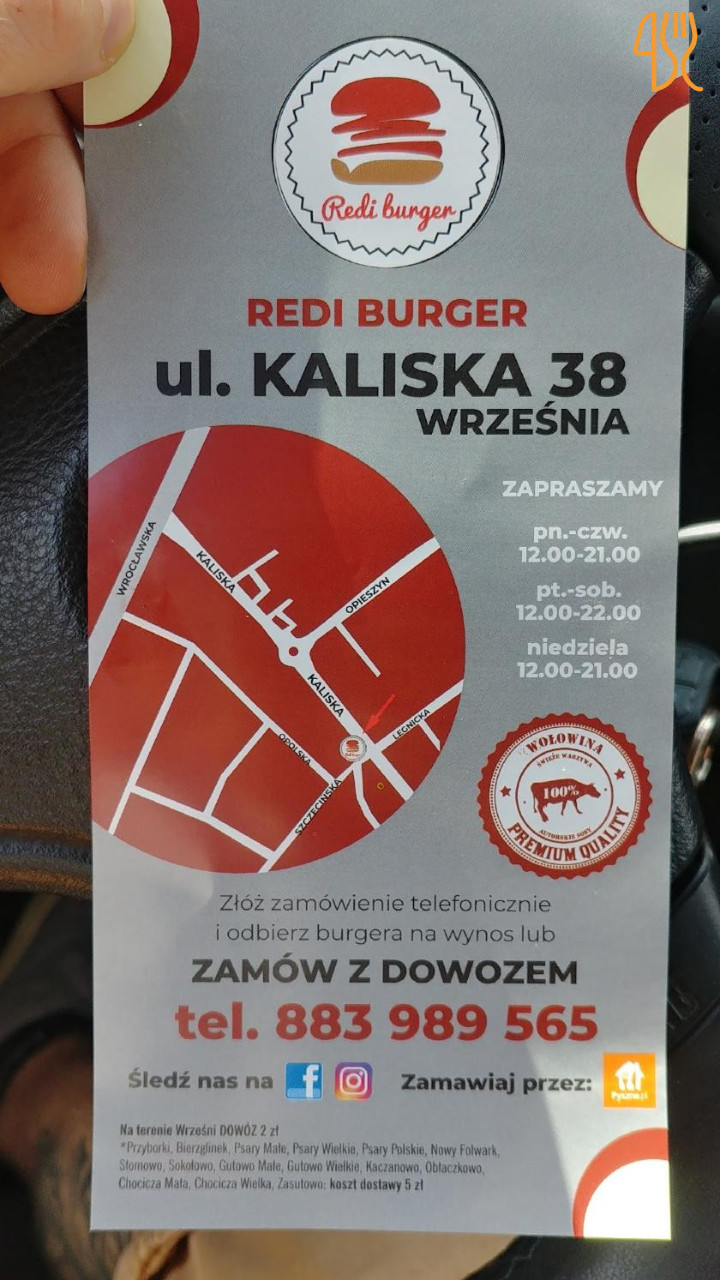 Redi Burger Września Menu