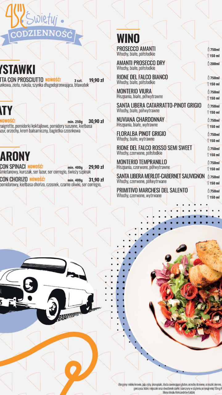 Pizzeria 105 Menu