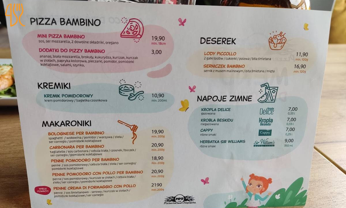 Pizzeria 105 Menu