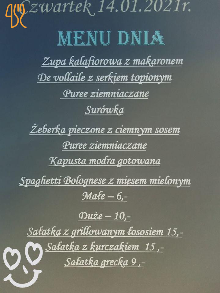 Czarnkowskie Sukiennice Menu