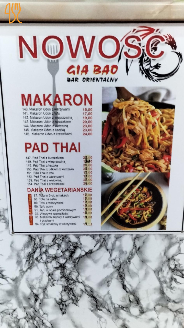 Gia Bao Orientalny Menu
