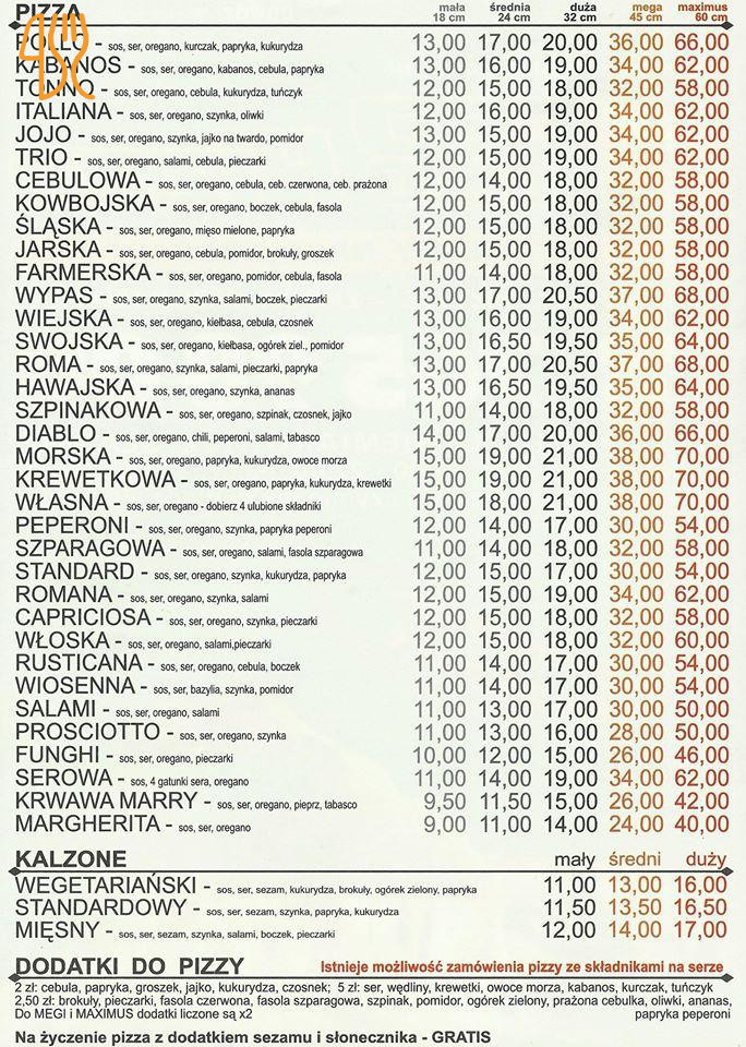 Pizzeria Pollo Menu