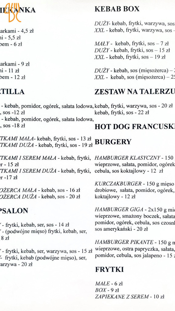 Cafe 33 Menu