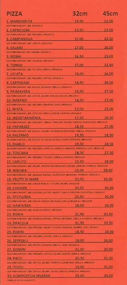 Pizzeria Rico Menu