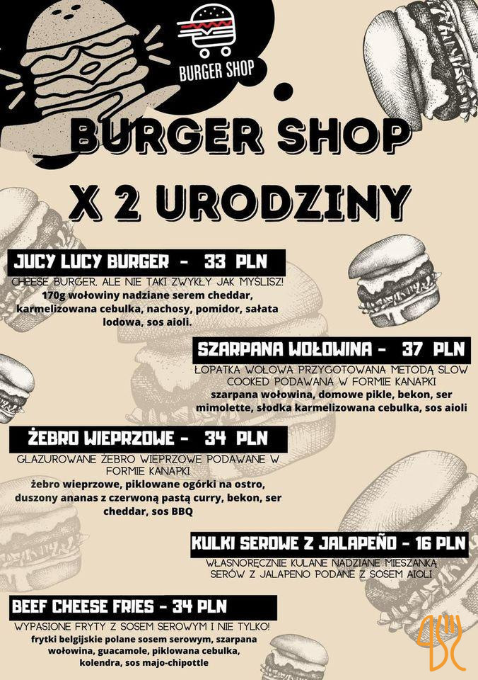 Burger Shop Sulejówek Menu