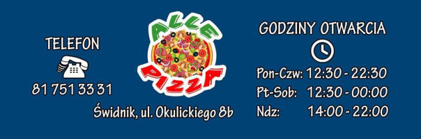 Alle Pizza menu