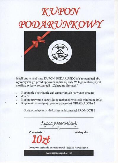 Zajazd Na Gorkach Menu