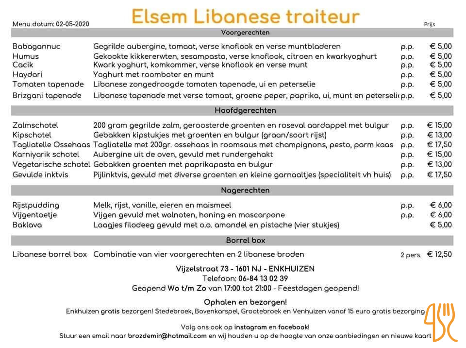 U Zosi Menu